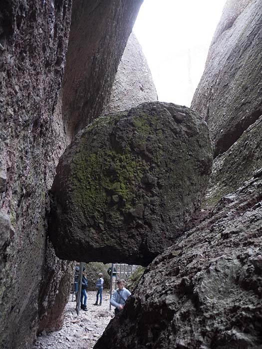 Exiting a talus cave
